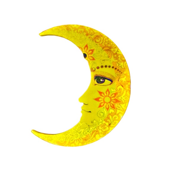 Rare Find - Crescent Side Face Boho Moon Brooch / Pin - Picture 1 of 4